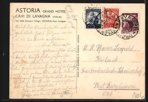 Künstler-AK Cavi di Lavagna, Grand Hotel Astoria