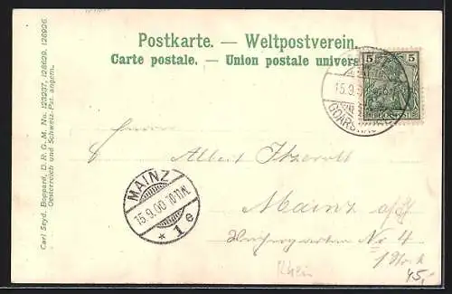Lithographie Oberwesel / Rhein, Landkarte vom Rhein von St. Goar bis Caub
