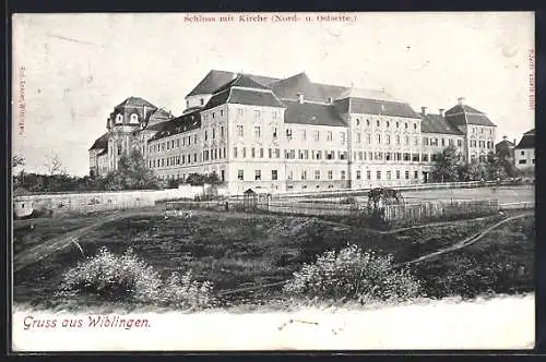 AK Wiblingen, Schloss mit Kirche (Nord- und Ostseite)