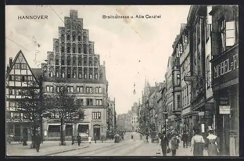 AK Hannover, Breitestrasse und Alte Canzlei mit Geschäften