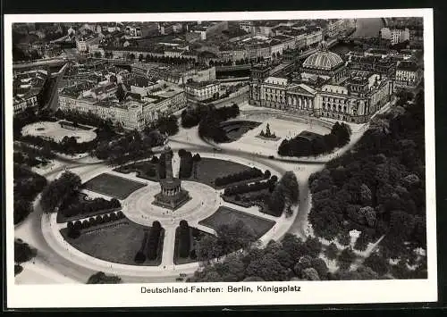 Fotografie Zeppelin-Luftbild, Ansicht Berlin, Königsplatz mit Siegessäule & Reichstag vom Graf Zeppelin LZ-127 gesehen