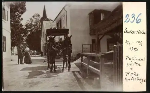 Fotografie unbekannter Fotograf, Ansicht Gutenstein / Niederösterreich, Strassenansicht mit Pferdekutsche