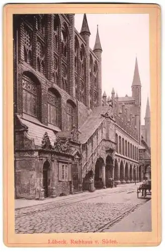 Fotografie Lichtdruck unbekannter Fotograf, Ansicht Lübeck, Partie am Rathaus von Süden