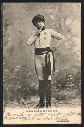 AK Schauspielerin Sarah Bernhardt im Kostüm