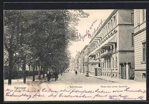 AK Hannover, Palais des comm. Generals in der Adolfstrasse