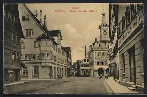 AK Aalen, Marktplatz, altes und neues Rathaus