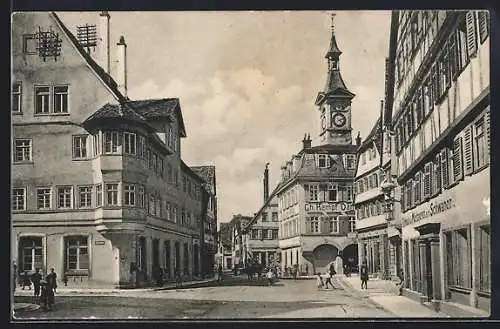AK Aalen, Gasthaus zum Schwanen, Rathaus, Spion von Aalen