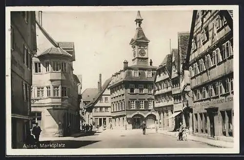 AK Aalen, Marktplatz mit Gasthaus & Metzgerei zum Schwanen