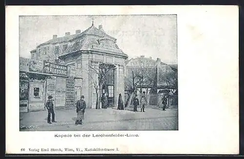 AK Wien, Kapelle bei der Lerchenfelder Linie mit Passanten