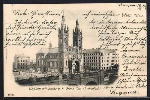 AK Wien, Uhlplatz mit Kirche z. h. Franz Ser.