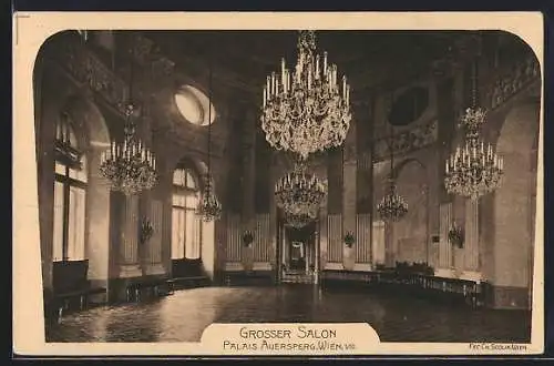AK Wien, Palais Auersperg, Grosser Salon, Innenansicht