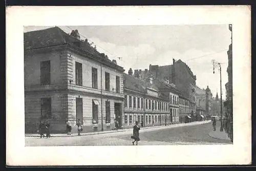 AK Wien VIII, Blinden-Anstalt in der Josefstädterstrasse 80, Spaziergänger