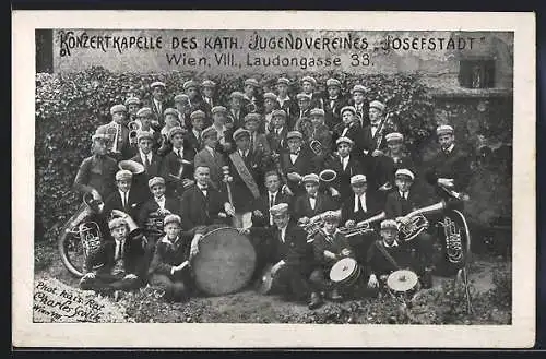 AK Wien, Konzertkapelle des kath. Jugendvereines Josefstadt, Laudongasse 33