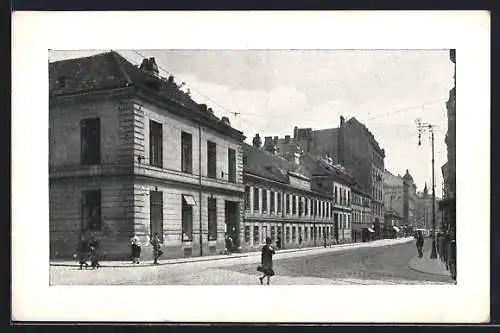 AK Wien VIII, Blinden-Anstalt in der Josefstädterstrasse 80, Spaziergänger