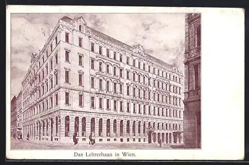 AK Wien, Lehrerhaus mit Strasse