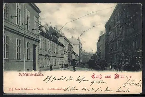 AK Wien, Josefstädterstrasse mit Strassenbahn