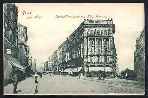 AK Wien, Mariahilferstrasse mit Hotel Kummer