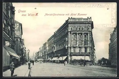 AK Wien, Mariahilferstrasse mit Hotel Kummer