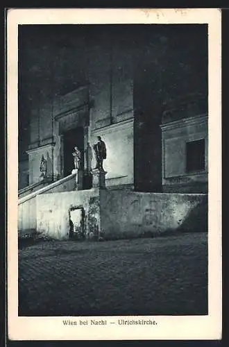 AK Wien, Ulrichskirche bei Nacht