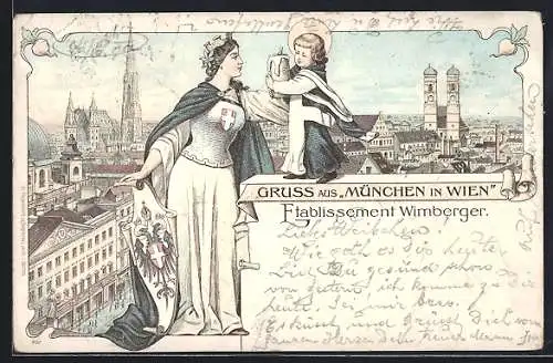 Lithographie Wien, Restaurant Wimberger München in Wien, Neubaugürtel 34