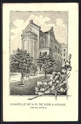 AK Wien, Chapelle de N.D. de Sion, Burggasse 35, Gartenansicht