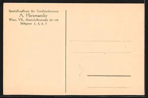 AK Wien, Spezialkaufhaus für Textilmodewaren, A. Herzmansky, Mariahilferstrasse 26-28