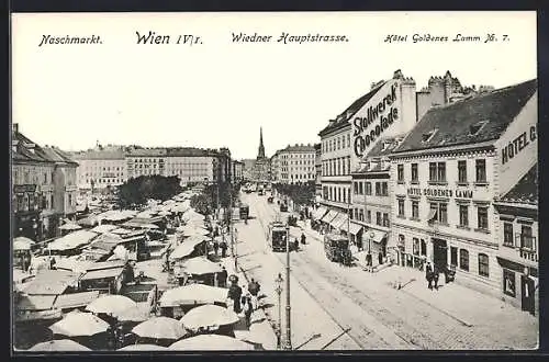 AK Wien, Strassenbahnen in der Wiedner Hauptstrasse