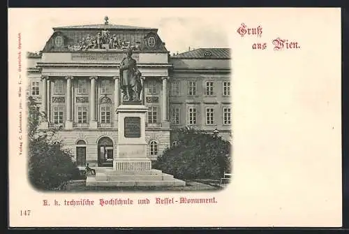 AK Wien, K. k. technische Hochschule und Ressel-Monument