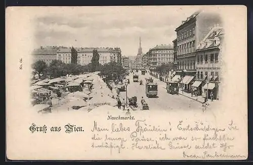 AK Wien, Strassenbahn am Naschmarkt