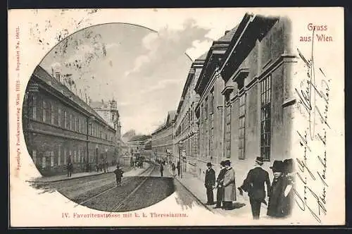 AK Wien, Favoritenstrasse mit k. k. Theresianum