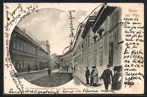 AK Wien, Favoritenstrasse mit k. k. Theresianum
