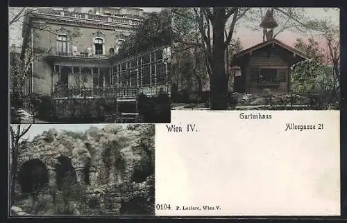AK Wien, Villa Alleegasse 21, Gartenhaus, Grotte