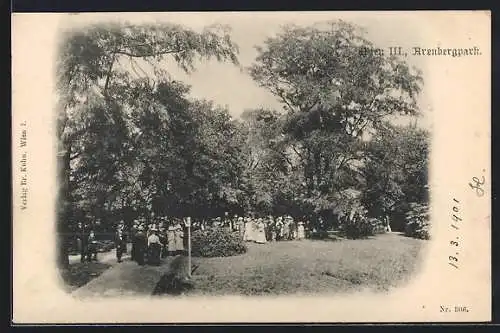 AK Wien, Arenberg-Park mit kleiner Versammlung