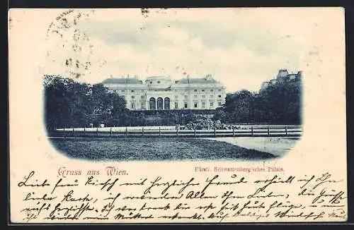 AK Wien, Fürstl. Schwarzenbergsches Palais mit Anlage