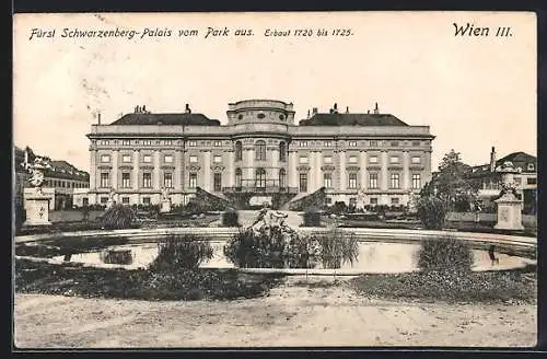 AK Wien, Fürstl. Schwarzenberg-Palais vom Park aus