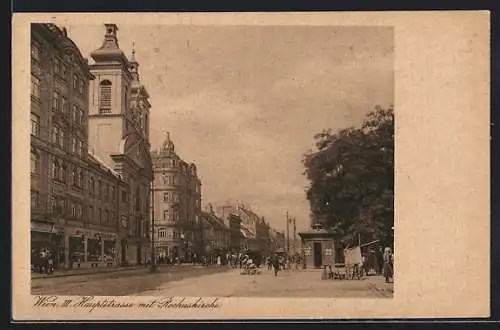 AK Wien, Hauptstrasse mit Rochuskirche