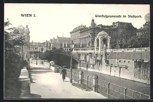 AK Wien, Wienflusspromenade im Stadtpark