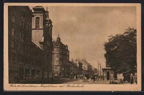 AK Wien, Landstrasse-Hauptstrasse mit Rochuskirche