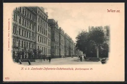 AK Wien, K. k. Landwehr-Infanterie-Cadettenschule, Boerhavegasse 25