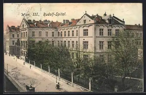 AK Wien, Strassenpartie am Rudolf-Spital