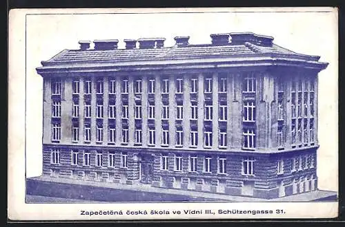 AK Wien, Zapecetená ceska skola ve Vídni III., Schützengasse 31