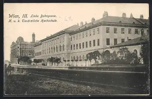 AK Wien, Strasse Linke Bahngasse mit K. u. k. Tierärztlicher Hochschule