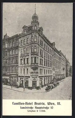 AK Wien, Familien-Hotel Beatrix, Landstrasse Hauptstrasse 10