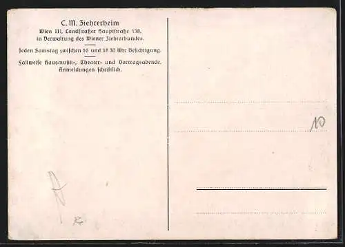 AK Wien, C.M. Ziehrerheim, Landstrasser Hauptstrasse 138, Innenansicht, Klavier