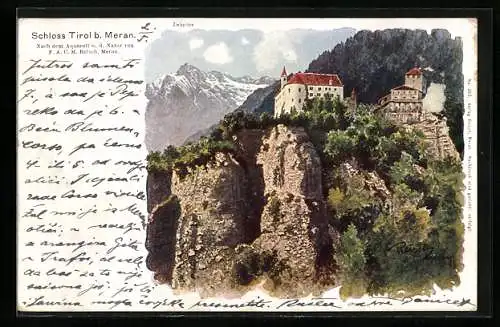 Künstler-AK F.A.C.M. Reisch: Meran, Schloss Tirol