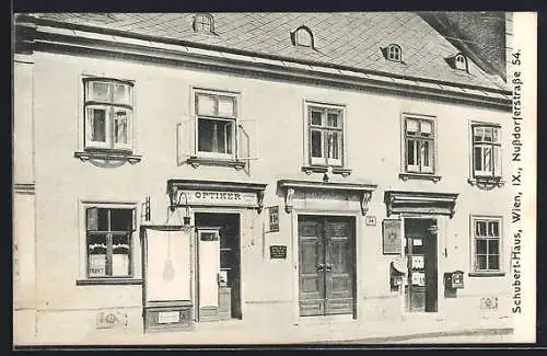 AK Wien, Optiker Franz Ecker im Schuberthaus, Nussdorferstrasse 54