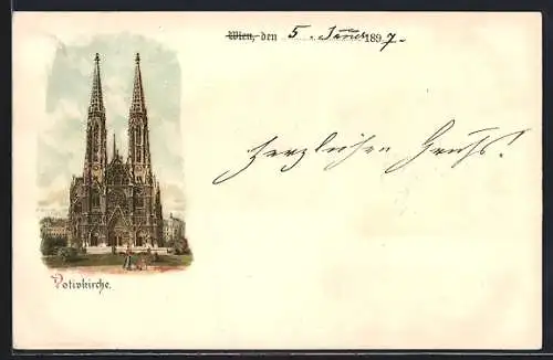 Lithographie Wien, Blick auf die Votivkirche