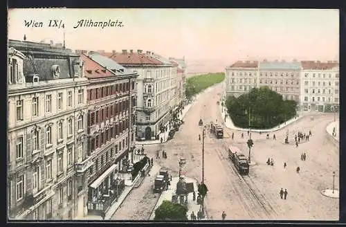 AK Wien, Strassenbahn auf dem Althanplatz