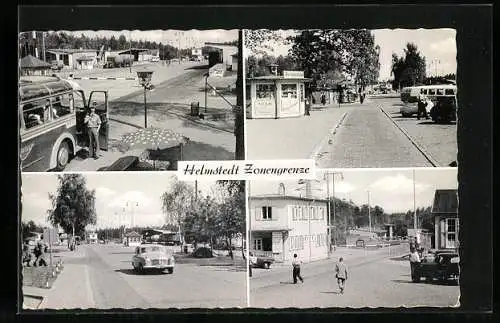 AK Automobile und Busse an der Grenze in der Stadt Helmstedt
