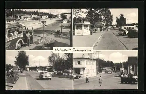 AK Automobile und Busse an der Grenze in der Stadt Helmstedt